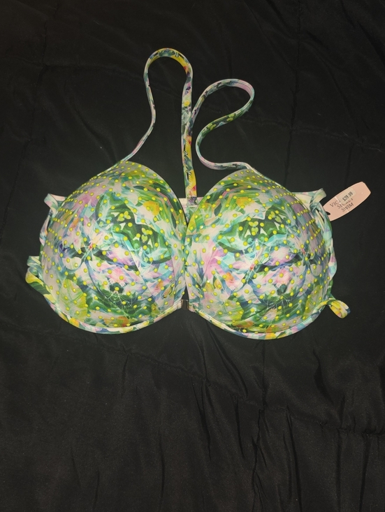 Victoria's Secret Other - Victoria's Secret Floral Green and Pink Push-Up Bra